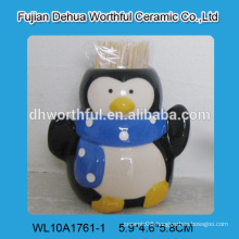 Artistic designed ceramic toothpick holder in penguin shape